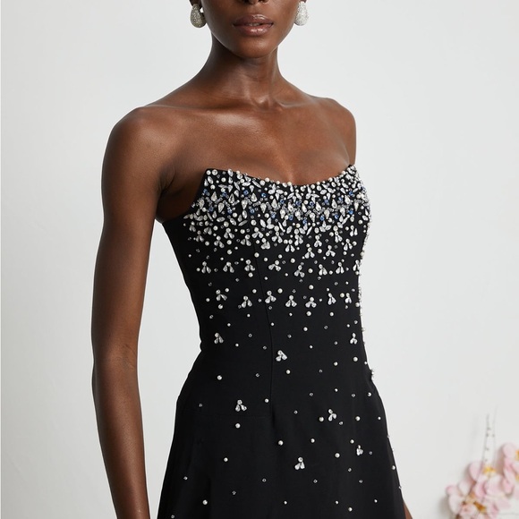 MELISANDE BLACK EMBELLISHED MIDI DRESS - S - Picture 8 of 12